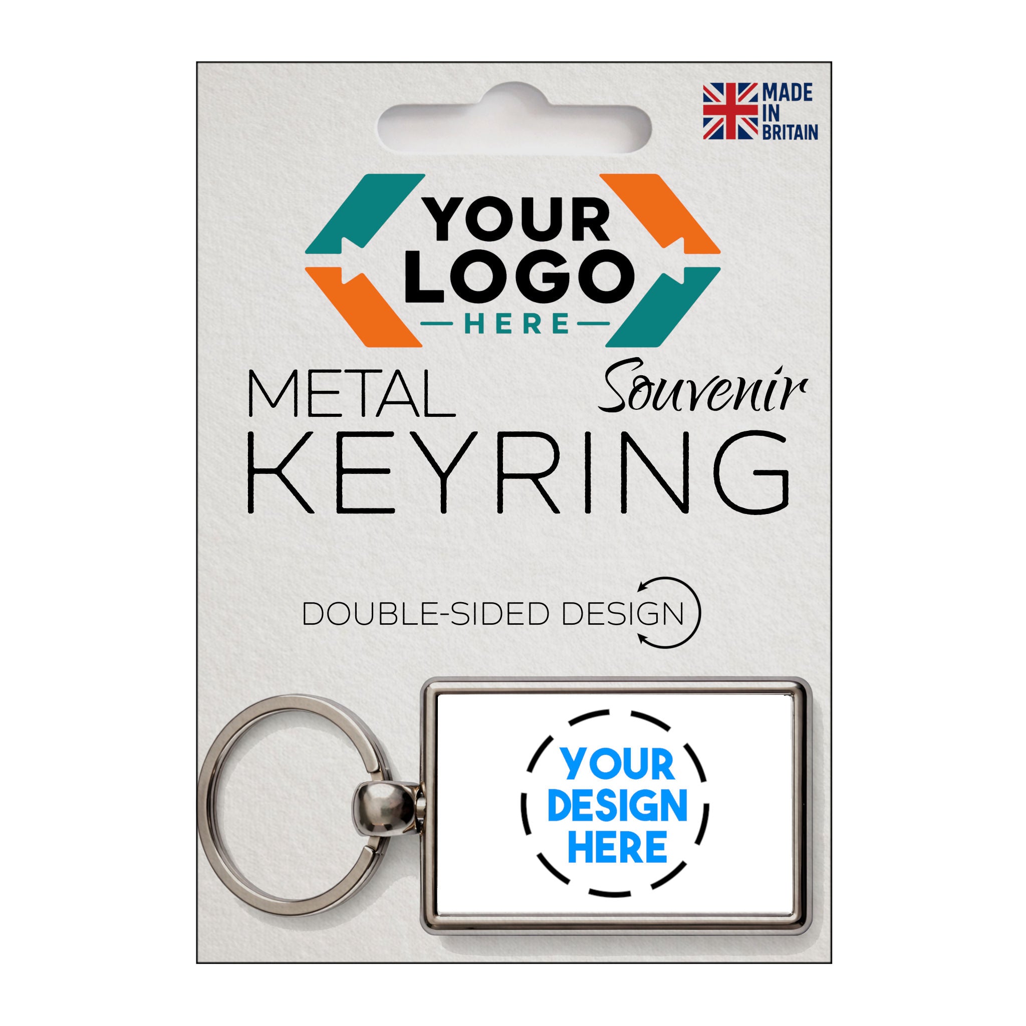 Custom metal key ring in branded packaging